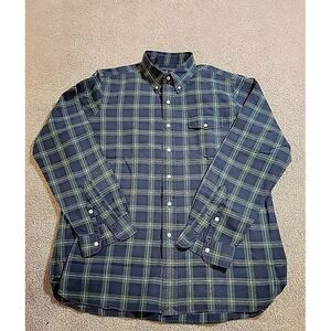 Ralph Lauren Mens‎ Button Down Shirt Large Green Blue Blackwatch Plaid Oxford